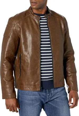 Tommy Hilfiger Men's Faux Leather Military Jacket