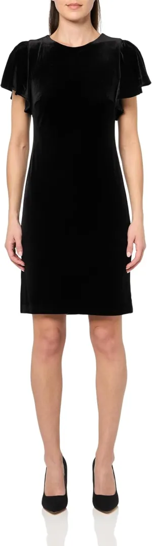 Tommy Hilfiger Women's Flutter Sleeve High Neck Sheath Mini Dress