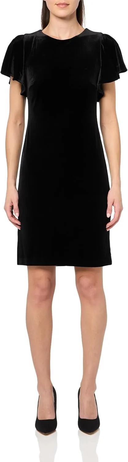 Tommy Hilfiger Women's Flutter Sleeve High Neck Sheath Mini Dress