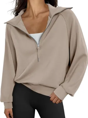 Trendy Queen Womens Oversized Sweatshirts Half Zip Pullover Long Sleeve Quarter Zip Hoodies Teen Girls Fall Y2K Clothes