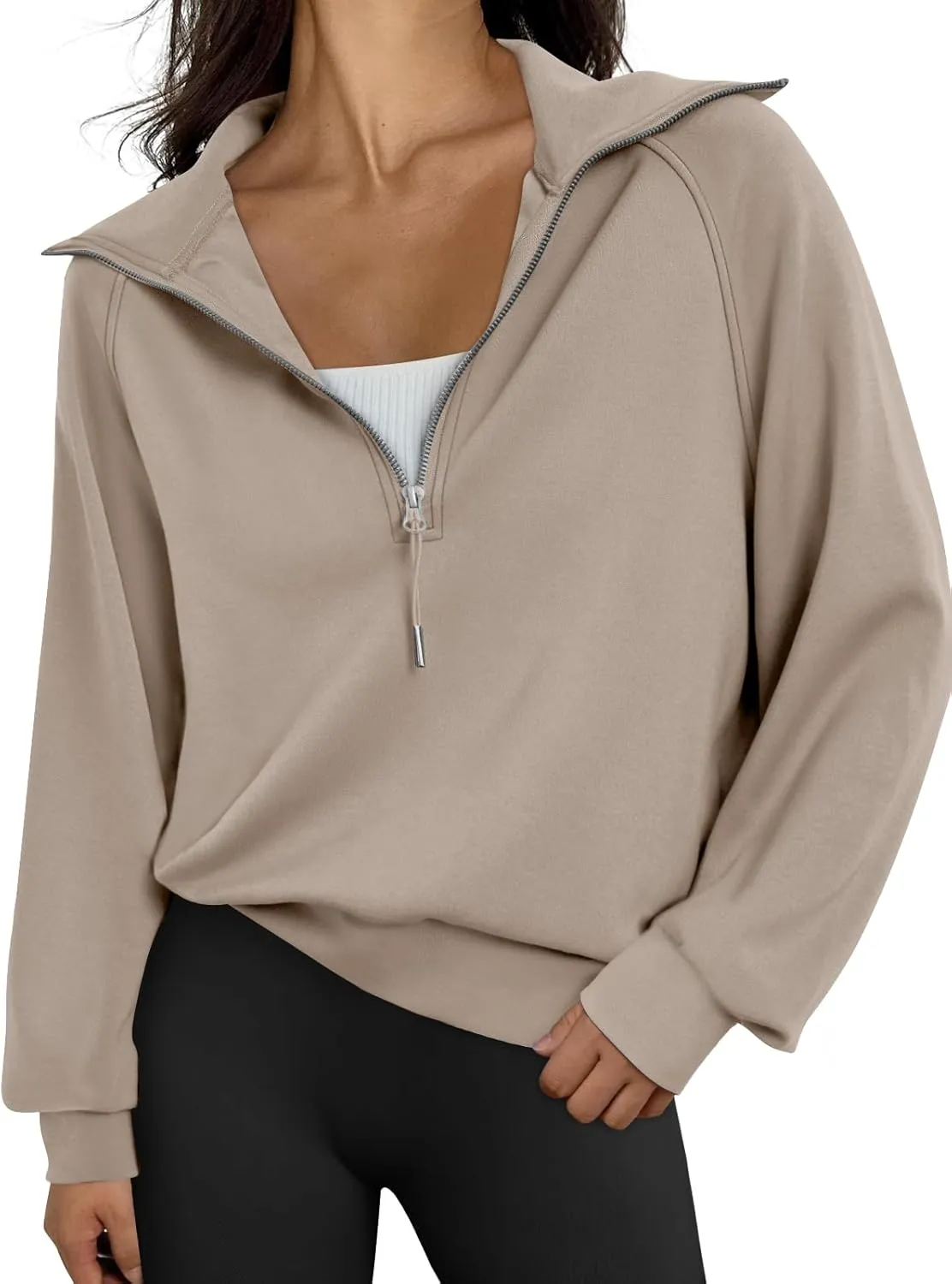 Trendy Queen Womens Oversized Sweatshirts Half Zip Pullover Long Sleeve Quarter Zip Hoodies Teen Girls Fall Y2K Clothes