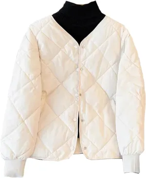 UIOKLMJH Women Autumn Winter Lightweight Warm Loose Down Jacket Casual Single Breasted Cotton Padded Coat