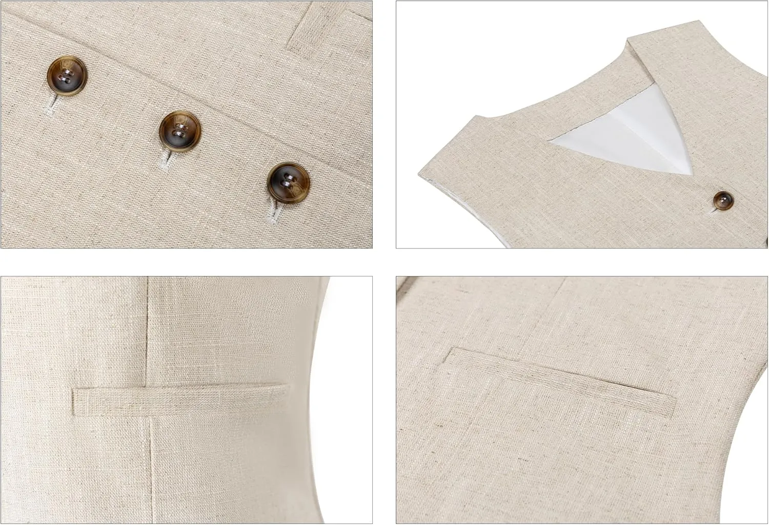 Uohzus Women's Linen Waistcoat V-Neck Dressy Vest 2025 Summer Linen Sleeveless Waistcoat Casual Cotton Suit Tops