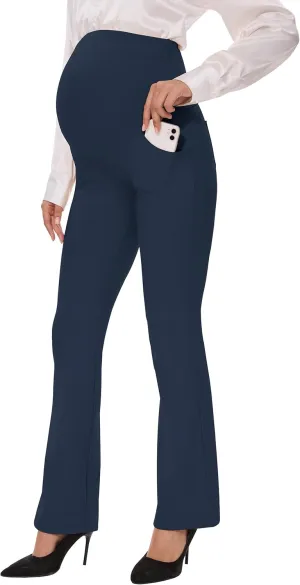 VIMPEP 27"/29"/31" Flare Maternity Yoga Pants Over The Belly Pregnancy Bootcut Strethcy Leggings with Pockets C201