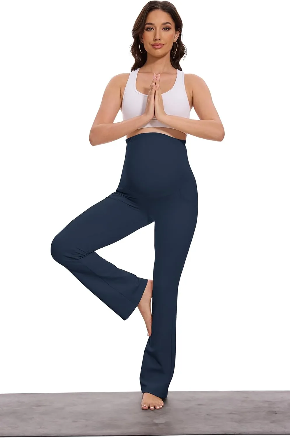 VIMPEP 27"/29"/31" Flare Maternity Yoga Pants Over The Belly Pregnancy Bootcut Strethcy Leggings with Pockets C201
