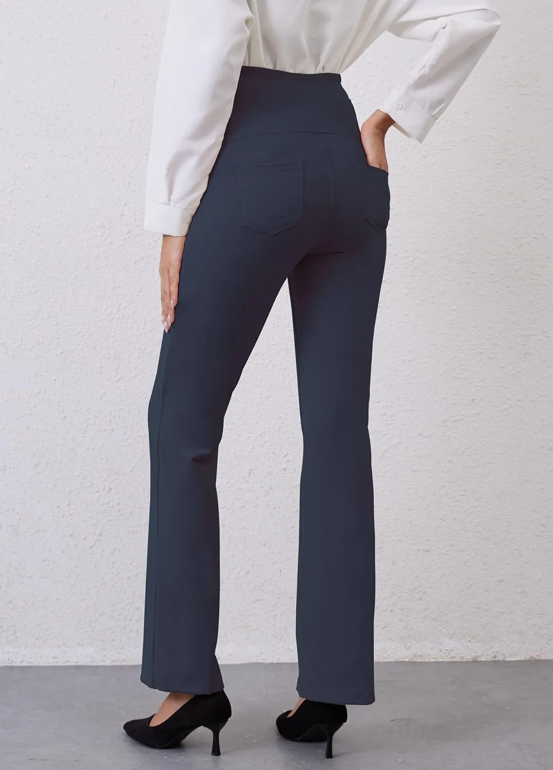 VIMPEP 27"/29"/31" Flare Maternity Yoga Pants Over The Belly Pregnancy Bootcut Strethcy Leggings with Pockets C201