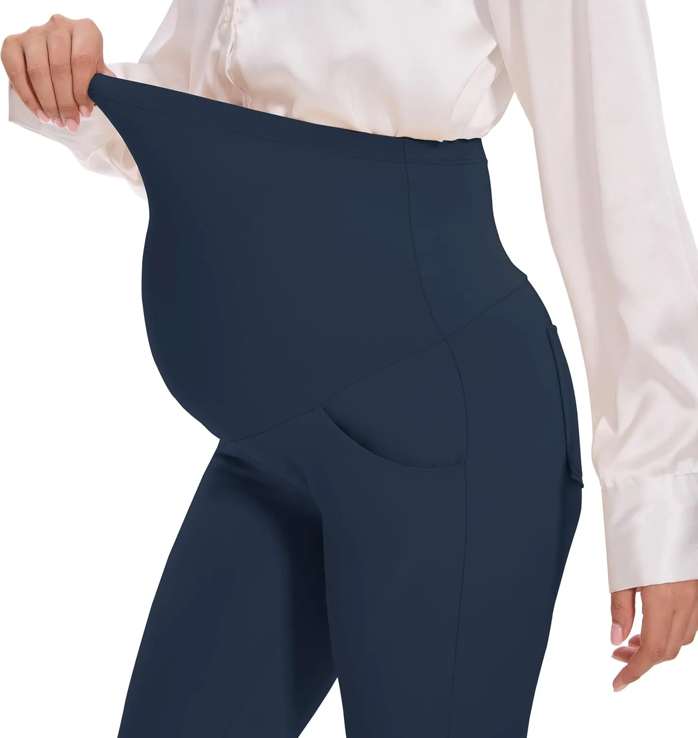 VIMPEP 27"/29"/31" Flare Maternity Yoga Pants Over The Belly Pregnancy Bootcut Strethcy Leggings with Pockets C201
