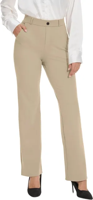 VIMPEP Womens 2024 Fall Stretchy Yoga Dress Pants High Rise Straight Leg with Pockets Casual Petite/Regular 1202
