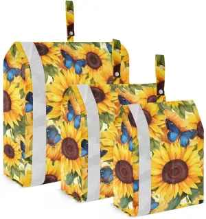 Vintage Sunflowers Butterflies Floral Packing Cubes for Travel 3 Set Compression Travel Bags Luggage Organizers for Packing