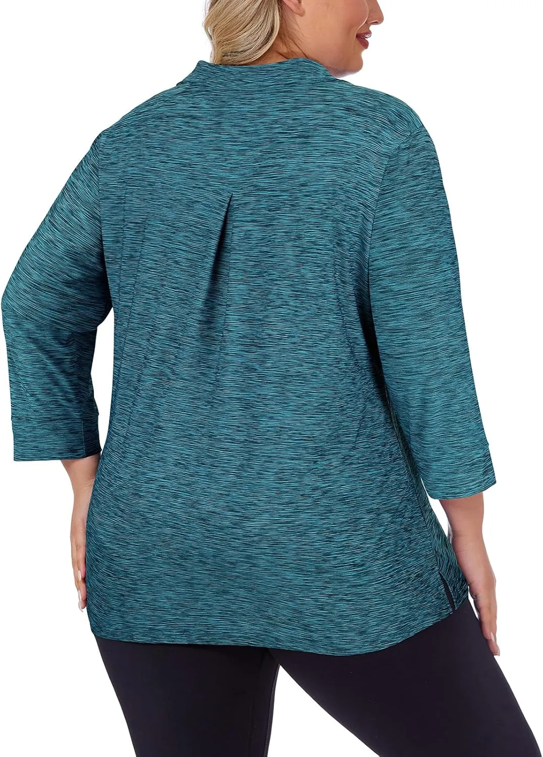 Viracy Plus Size Womens Golf Polo Shirts 3/4 Sleeve Zip Up Quick Dry Workout Tops