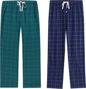 Vulcanodon Mens Cotton Pajama Pants-2pack, Lightweight Sleep Pants for Men