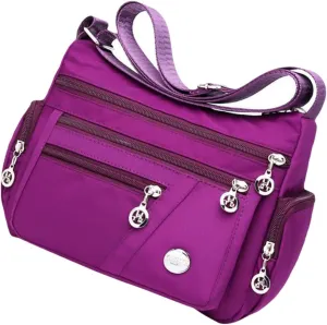Waterproof Nylon Pouch Crossbody Bag Multi-layer Storage for Travel and Daily Life