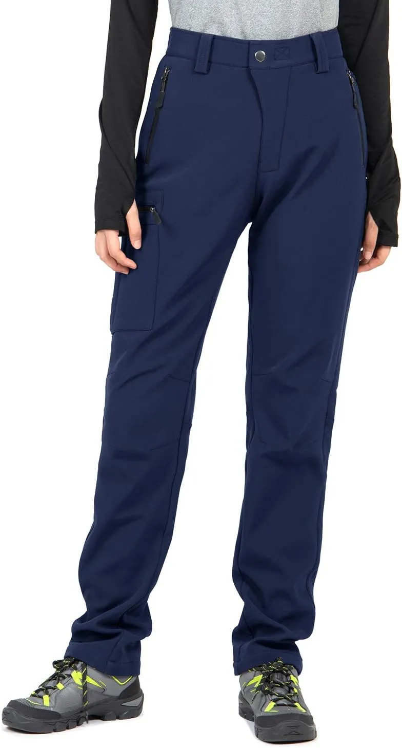 Wespornow Women's-Fleece-Lined-Hiking-Pants Snow-Ski-Pants Water-Resistance-Outdoor-Softshell-Insulated-Pants for Winter