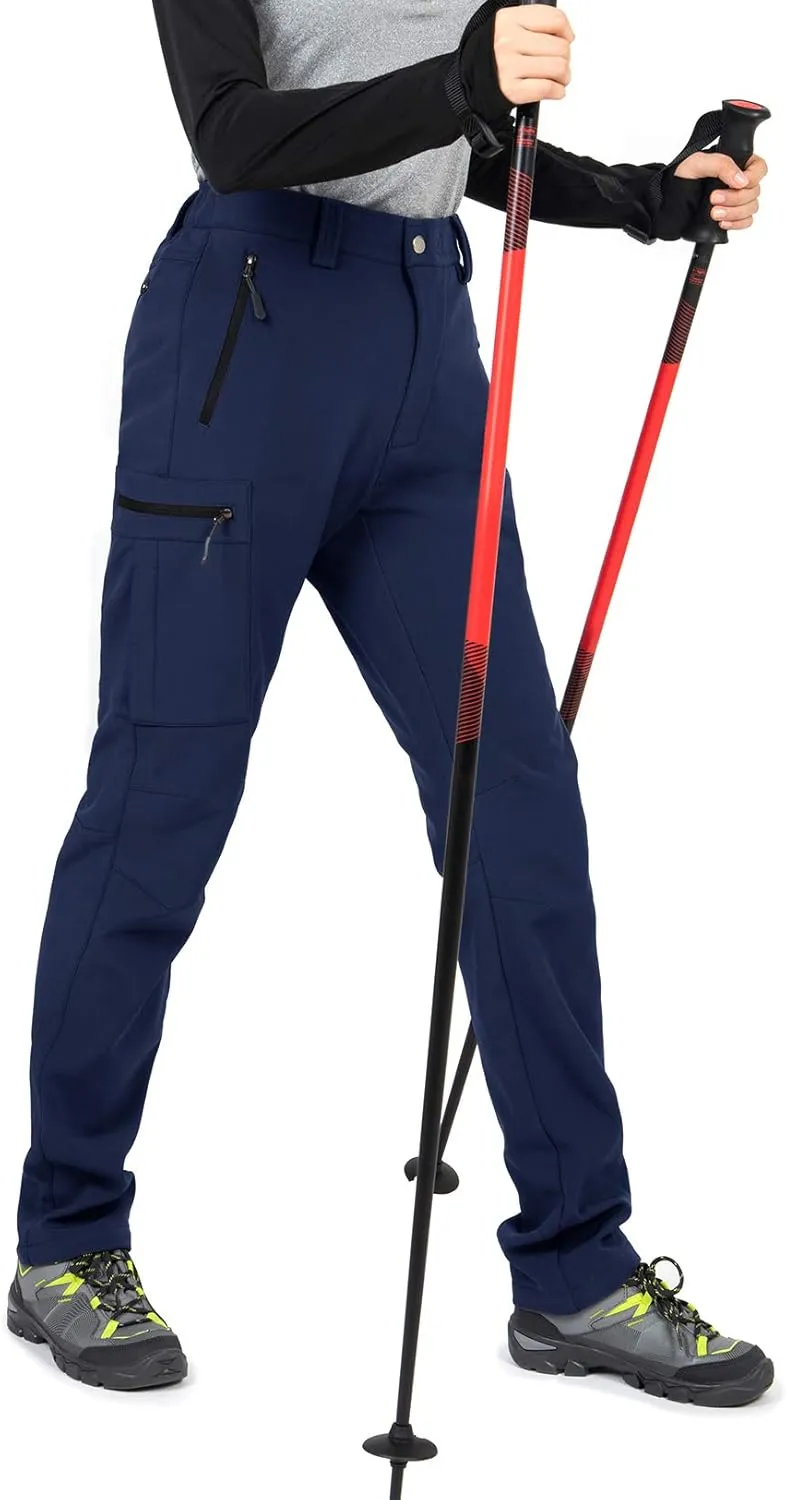 Wespornow Women's-Fleece-Lined-Hiking-Pants Snow-Ski-Pants Water-Resistance-Outdoor-Softshell-Insulated-Pants for Winter