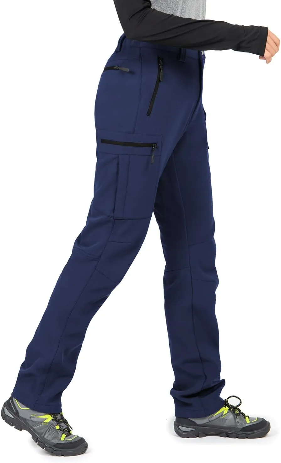 Wespornow Women's-Fleece-Lined-Hiking-Pants Snow-Ski-Pants Water-Resistance-Outdoor-Softshell-Insulated-Pants for Winter