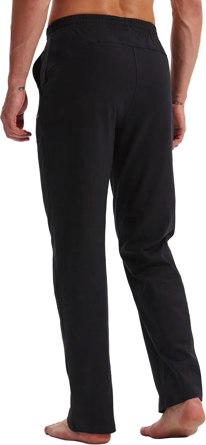 Willit Men's Cotton Yoga Sweatpants Athletic Pants Open Bottom Exercise Lounge Pants Loose Male Sweat Pants with Pockets