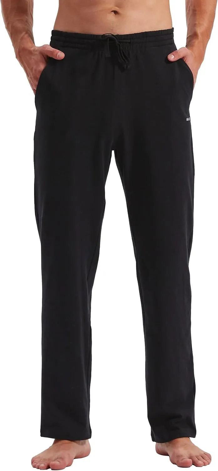 Willit Men's Cotton Yoga Sweatpants Athletic Pants Open Bottom Exercise Lounge Pants Loose Male Sweat Pants with Pockets