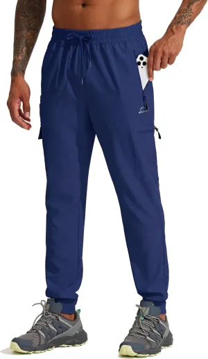 Willit Men's Hiking Joggers Travel Athletic Pants Lightweight Quick Dry Outdoor Running Pants with Zipper Pockets