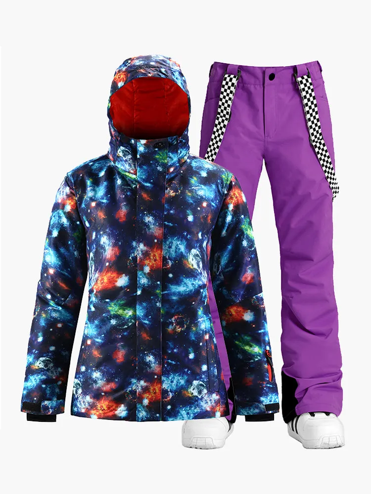 Winter ski suit women's suit waterproof, windproof and cold resistant quilted double-board snow suit women