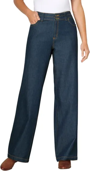 Woman Within Plus Size Perfect Cotton Wide-Leg Denim Jean