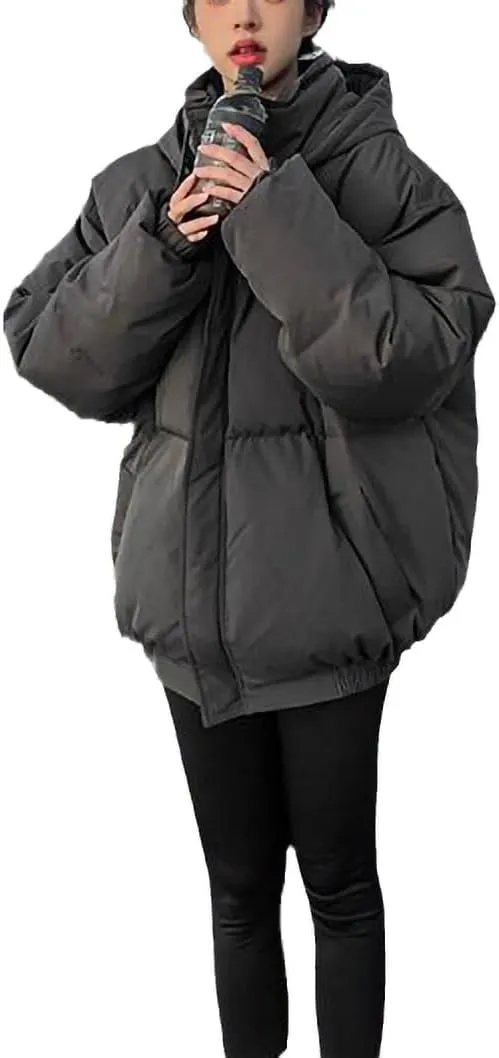Women Overcoat Autumn Winter Thick Down Cotton Padded Cold Coat Female Hooded Loose Short Parkas Oversize Jacket