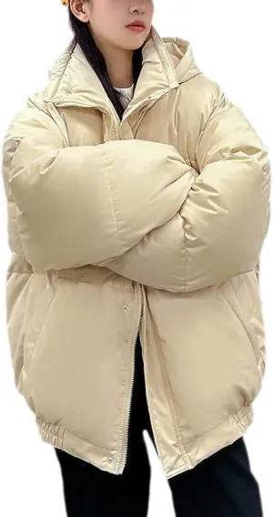 Women Overcoat Autumn Winter Thick Down Cotton Padded Cold Coat Female Hooded Loose Short Parkas Oversize Jacket