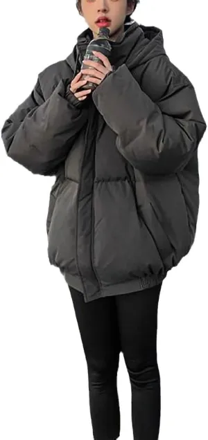 Women Overcoat Autumn Winter Thick Down Cotton Padded Cold Coat Female Hooded Loose Short Parkas Oversize Jacket