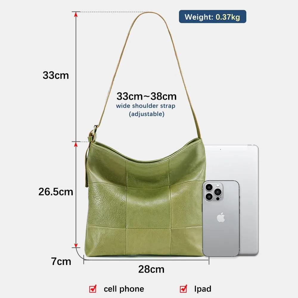 Women Soft Leather Hobo Handbag, Genuine Leather Purse with Shoulder Strap