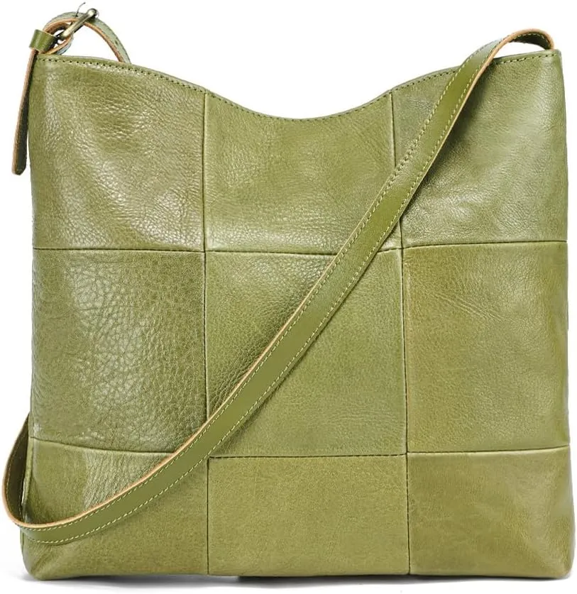 Women Soft Leather Hobo Handbag, Genuine Leather Purse with Shoulder Strap