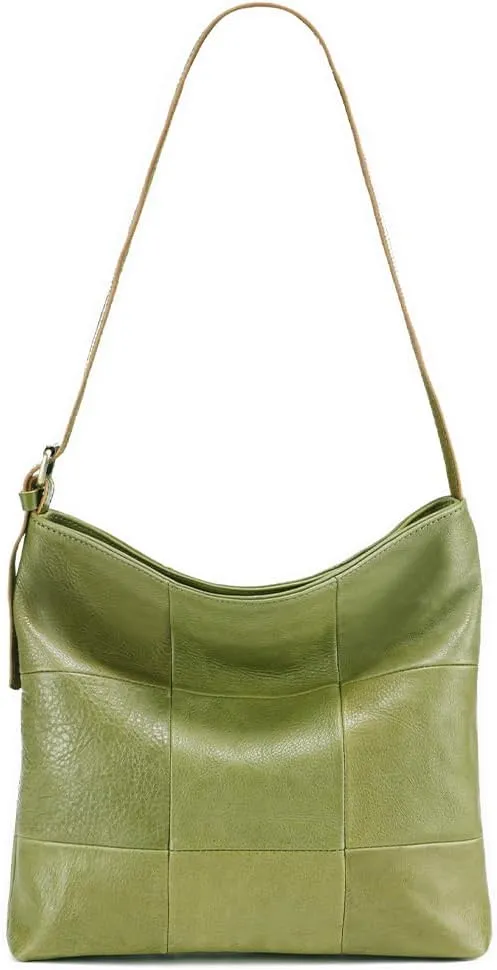 Women Soft Leather Hobo Handbag, Genuine Leather Purse with Shoulder Strap