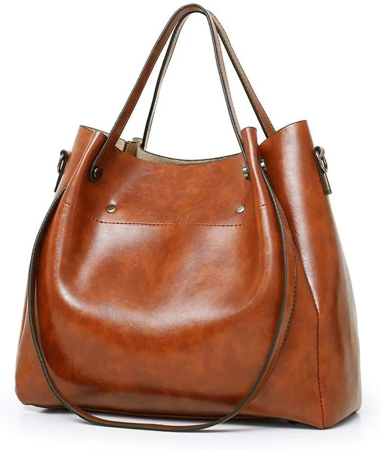 Women's 4Pcs Retro Handbag Soft PU Shoulder Bag Lady Delicate Purse