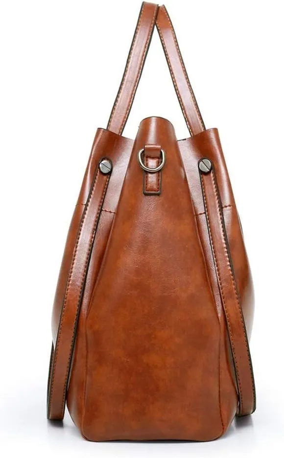 Women's 4Pcs Retro Handbag Soft PU Shoulder Bag Lady Delicate Purse