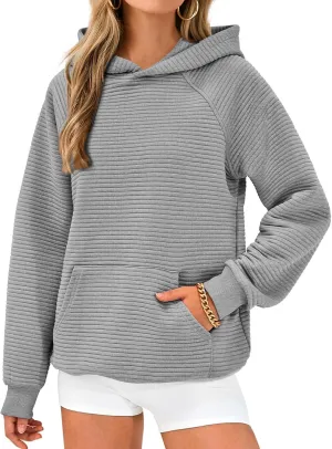 Womens Casual Hoodies 2024 Fashion Oversized Sweatshirts Long Sleeve Pullover Tops Trendy Fall Clothes with Pocket