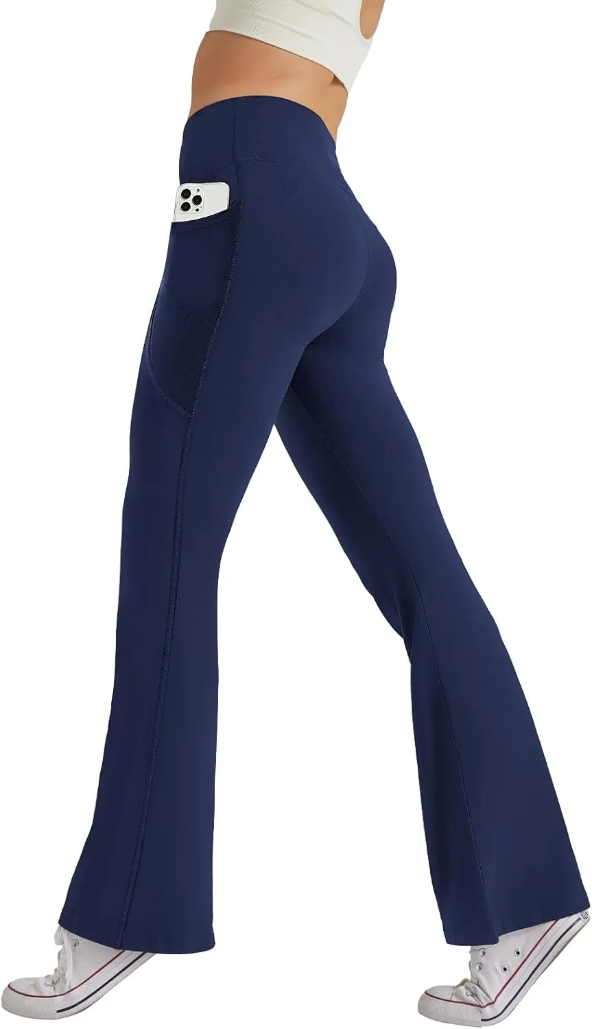 Women's Flare Yoga Pants with Pockets High Waist Casual Bell Bottom Bootcut Leggings