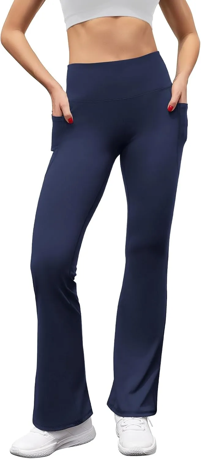 Women's Flare Yoga Pants with Pockets High Waist Casual Bell Bottom Bootcut Leggings