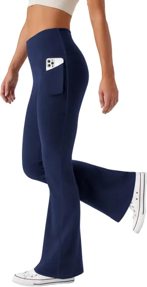 Women's Flare Yoga Pants with Pockets High Waist Casual Bell Bottom Bootcut Leggings