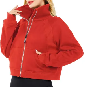 Womens Half Zip Sweatshirt Jacket Pullover Fleece Lined Hoodies Fall Outfits Clothes Crop Tops Sweater Thumb Hole