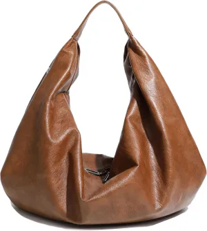 Women's Large Soft Vegan Leather Slouchy Crescent Hobo Tote Shoulder Bag