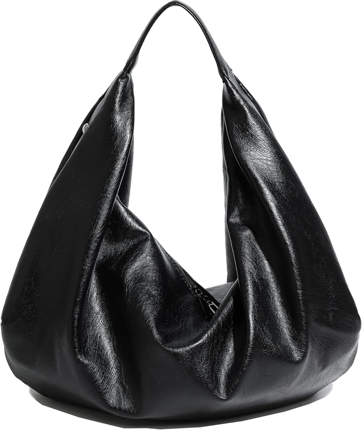 Women's Large Soft Vegan Leather Slouchy Crescent Hobo Tote Shoulder Bag