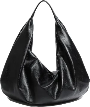 Women's Large Soft Vegan Leather Slouchy Crescent Hobo Tote Shoulder Bag