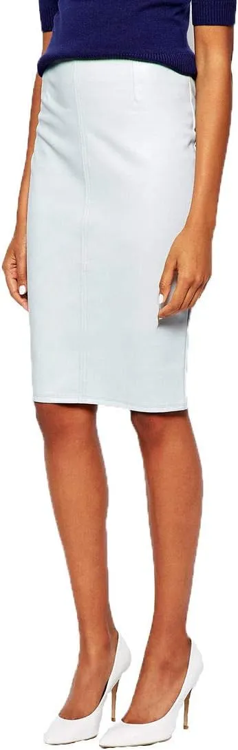 Women's Leather Skirt Genuine Soft Lambskin Leather Knee-Length Skirt RK006