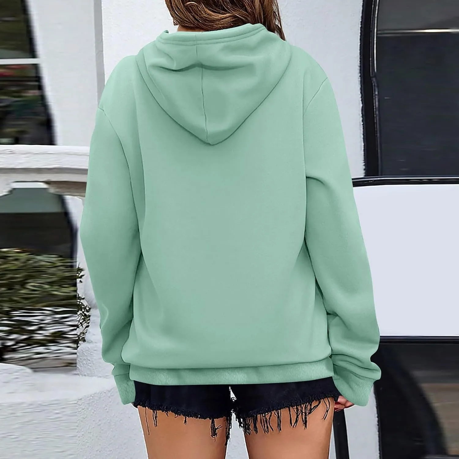 Women's Oversized Hoodies Lightweight Sweatshirts for Women 2024 Fall Solid Long Sleeve Pullover Tops with Pocket