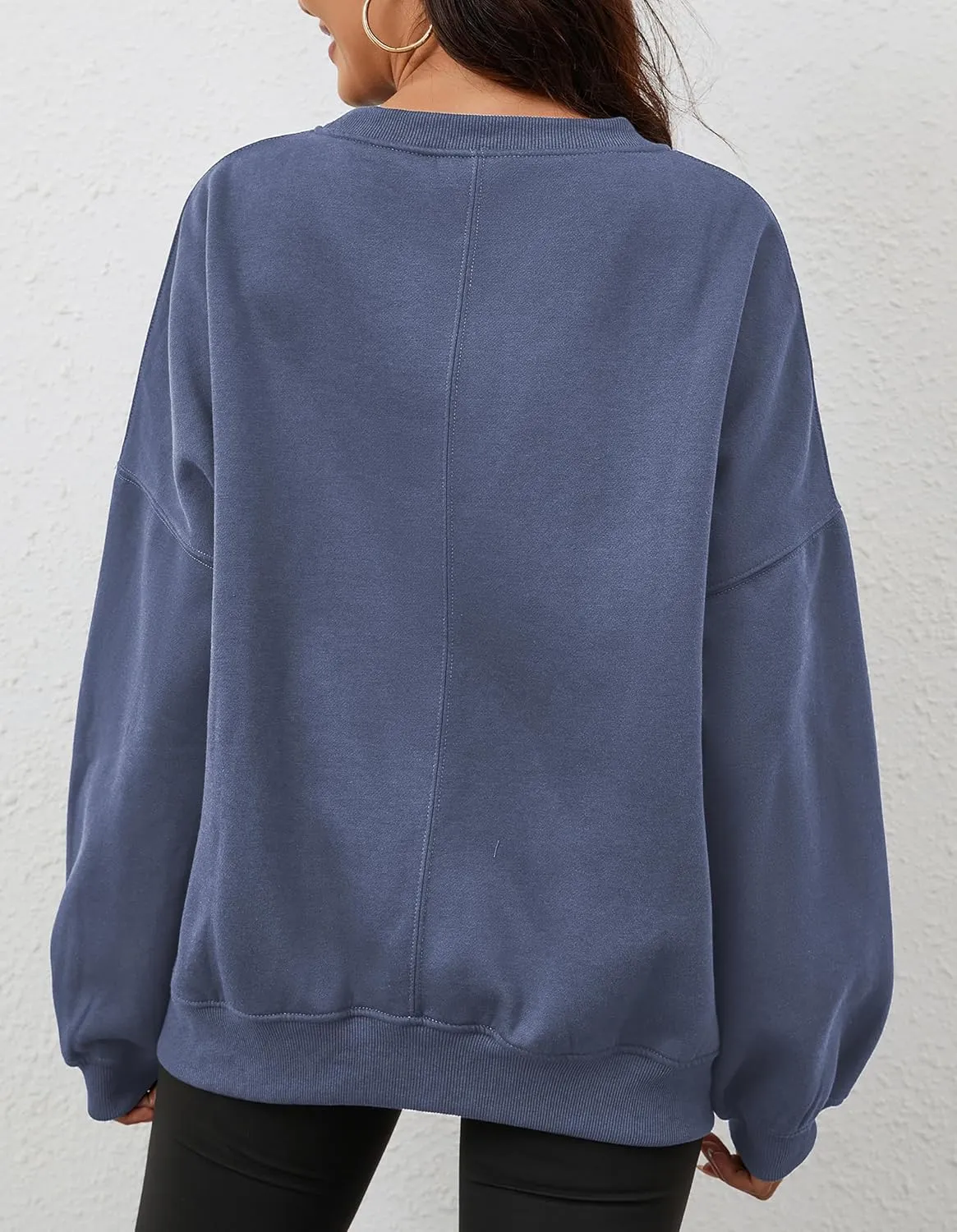 Womens Oversized Sweatshirt Crewneck Pullover Top Casual Drop Shoulder Crew Neck Plain Shirt 2025 Fall Clothes