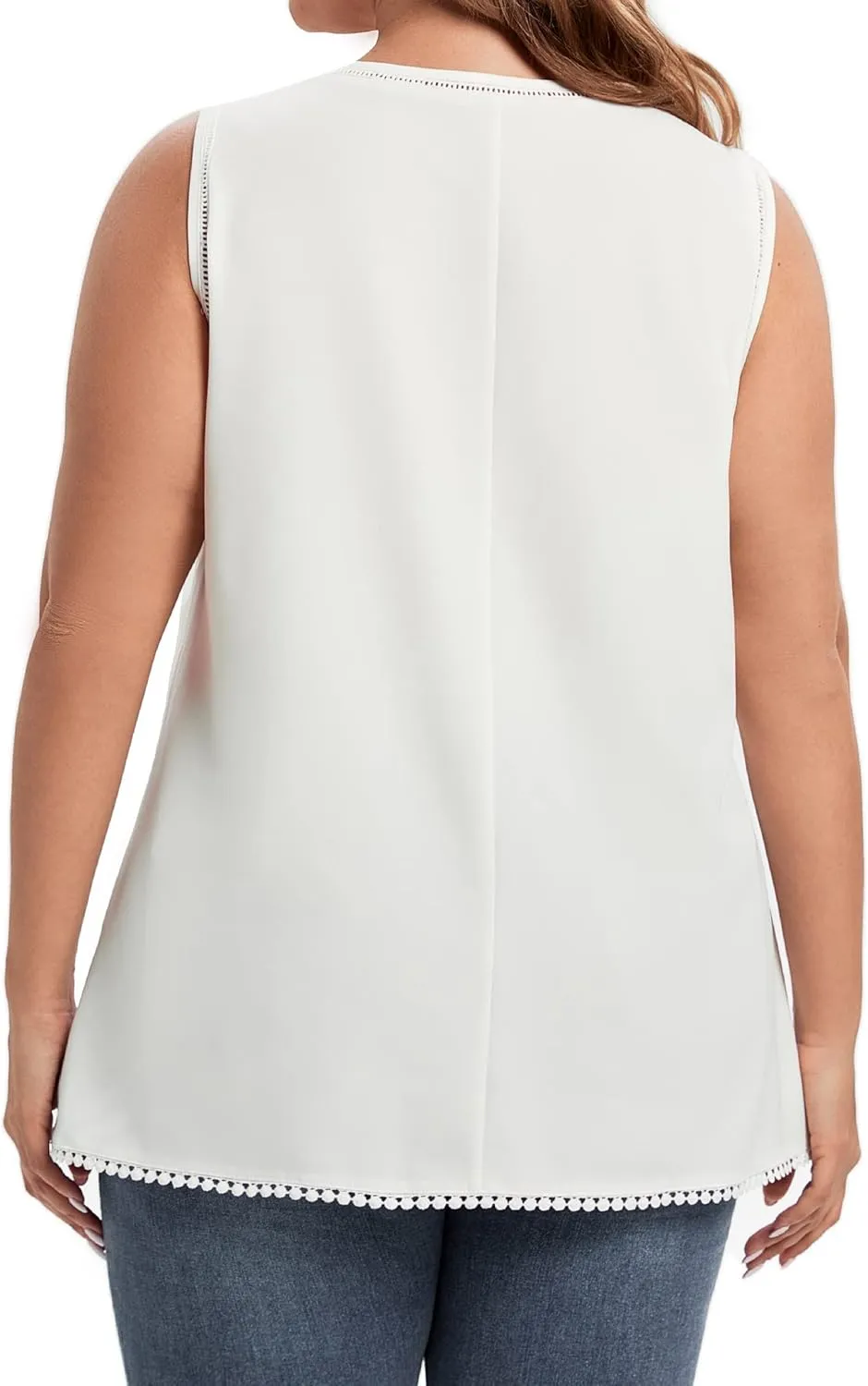 Women's Plus Size Lace Trim Sleeveless Cami Tank Tops Chiffon Dressy Camisole