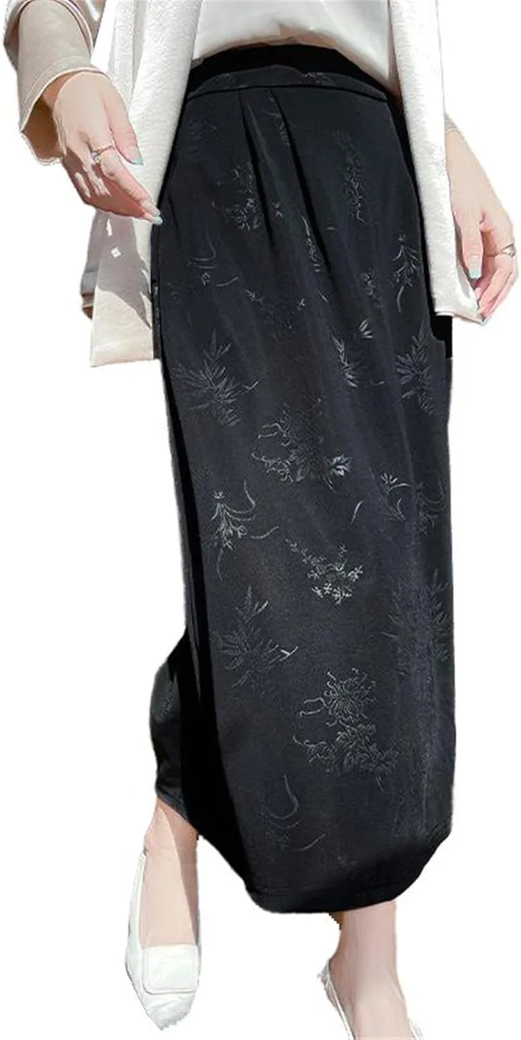 Womens Skirt Blue Pleated Slim Casual Spring Summer Long Skirt