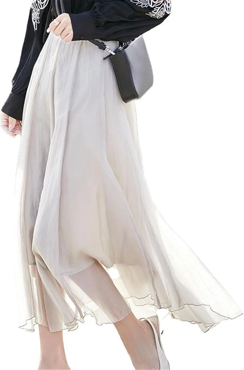 Womens Skirt Mesh Pleated Loose Summer Long Halter Skirt