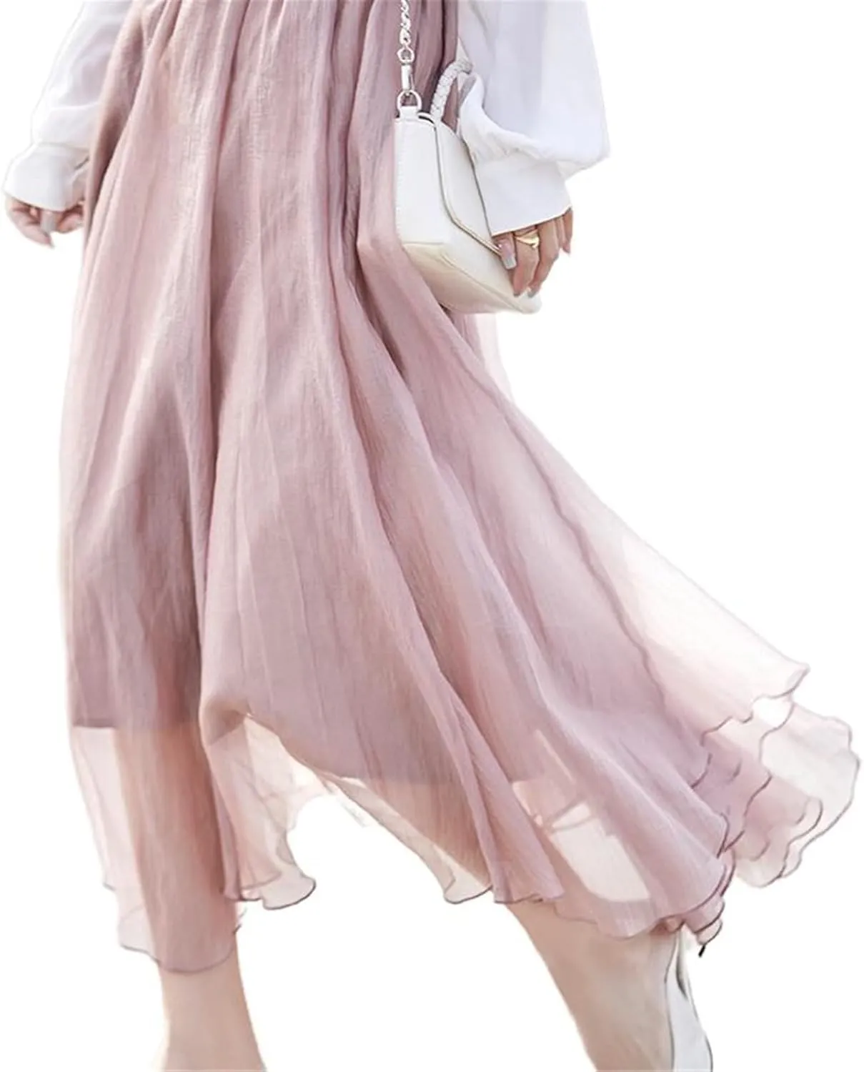 Womens Skirt Mesh Pleated Loose Summer Long Halter Skirt