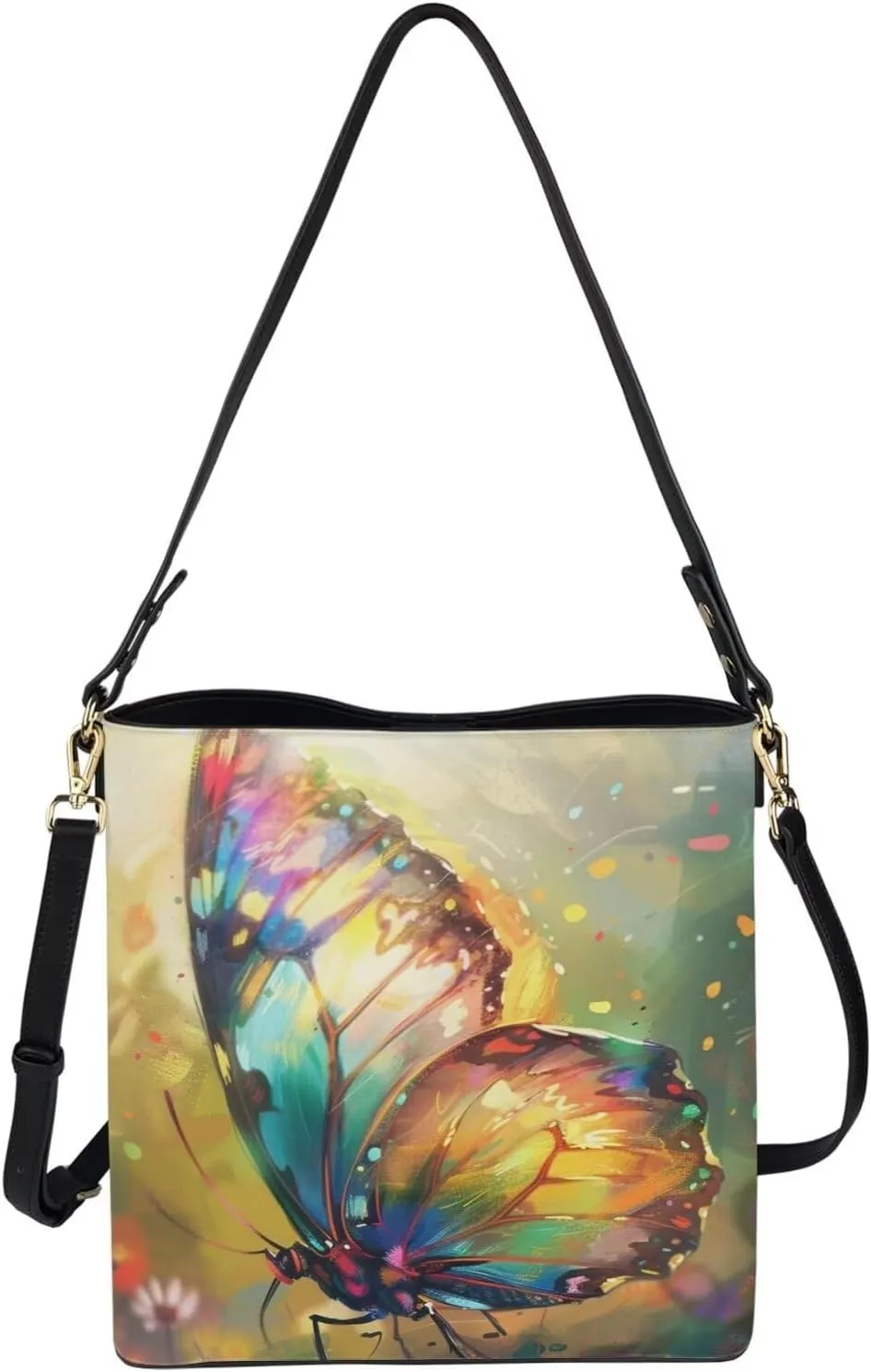 Women's Soft Leather Bucket Tote Bag Retro Hobo Handbag for Outdoors