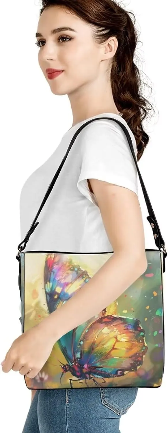 Women's Soft Leather Bucket Tote Bag Retro Hobo Handbag for Outdoors