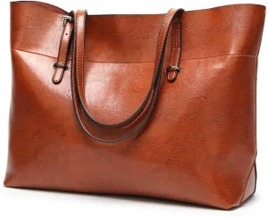 Women's Soft PU Leather Simple Horizontal Version Large Capacity Zipper Handbag